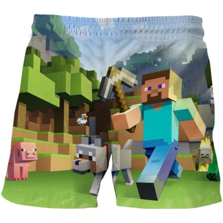 Pantaloni scurti copii 3D Minecraft marimea 130